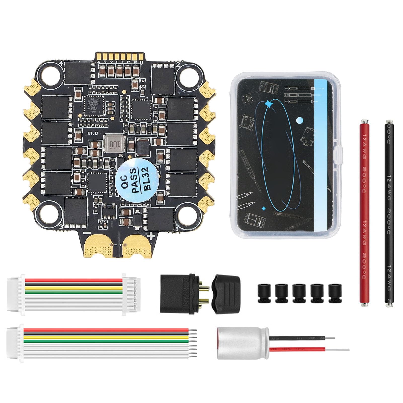 Aramox Elektryczny Regulator Prędkości Drona Wyścigowego, Płytka PCB 4 w 1 ESC 70A 2 do 8S z Procesorem STM32G071, Czujnik Prądu 128K PWM dla Pilotów Quadcoptera FPV