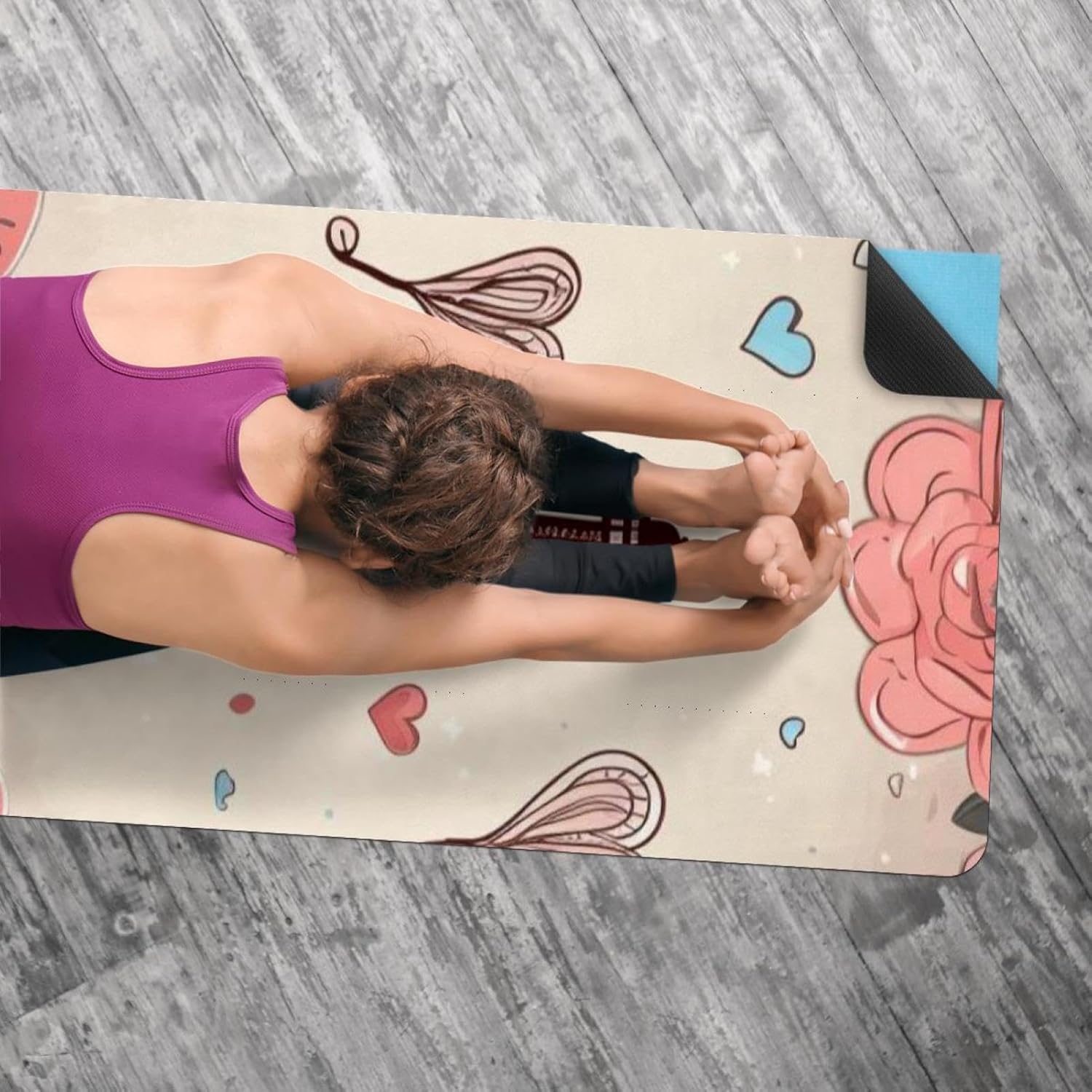 Yoga Towel, Eiffel Tower Valentine's Day Pattern Non Slip Sweat Absorbent Hot Yoga Mat Towel for Hot Yoga, Pilates and Fitness - 72.8" x 26.8"