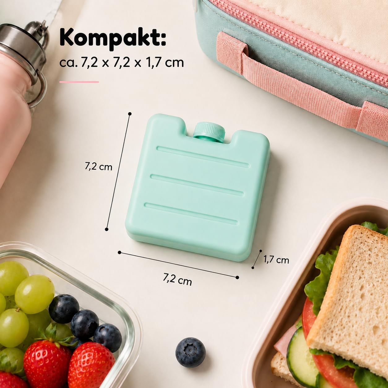 MIJOMA Zestaw mini wkładów chłodzących – elementy chłodzące wielokrotnego użytku do torby chłodzącej, pudełka na lunch, podkładki chłodzące w pastelowych kolorach – nadają się do kontaktu z żywnością