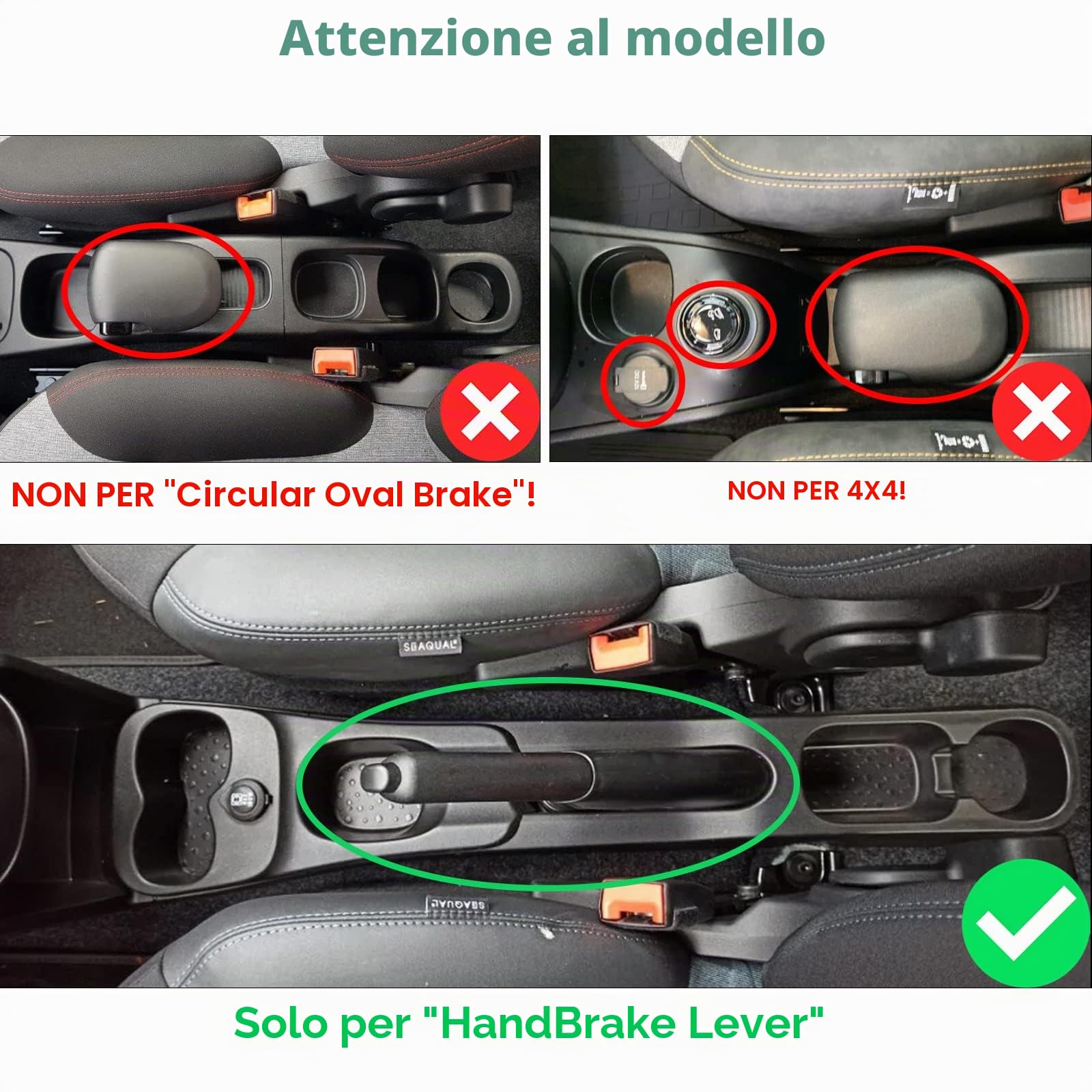 GAFAT Compatibile con Fiat Panda City Cross/Hybrid 2021-2024 2025 Tappetini Antiscivolo in Gomma, Panda Cross 2023 Tappetini Console Centrale, Cuciture della Porta, Panda Accessori [Non per 4X4](Nero)