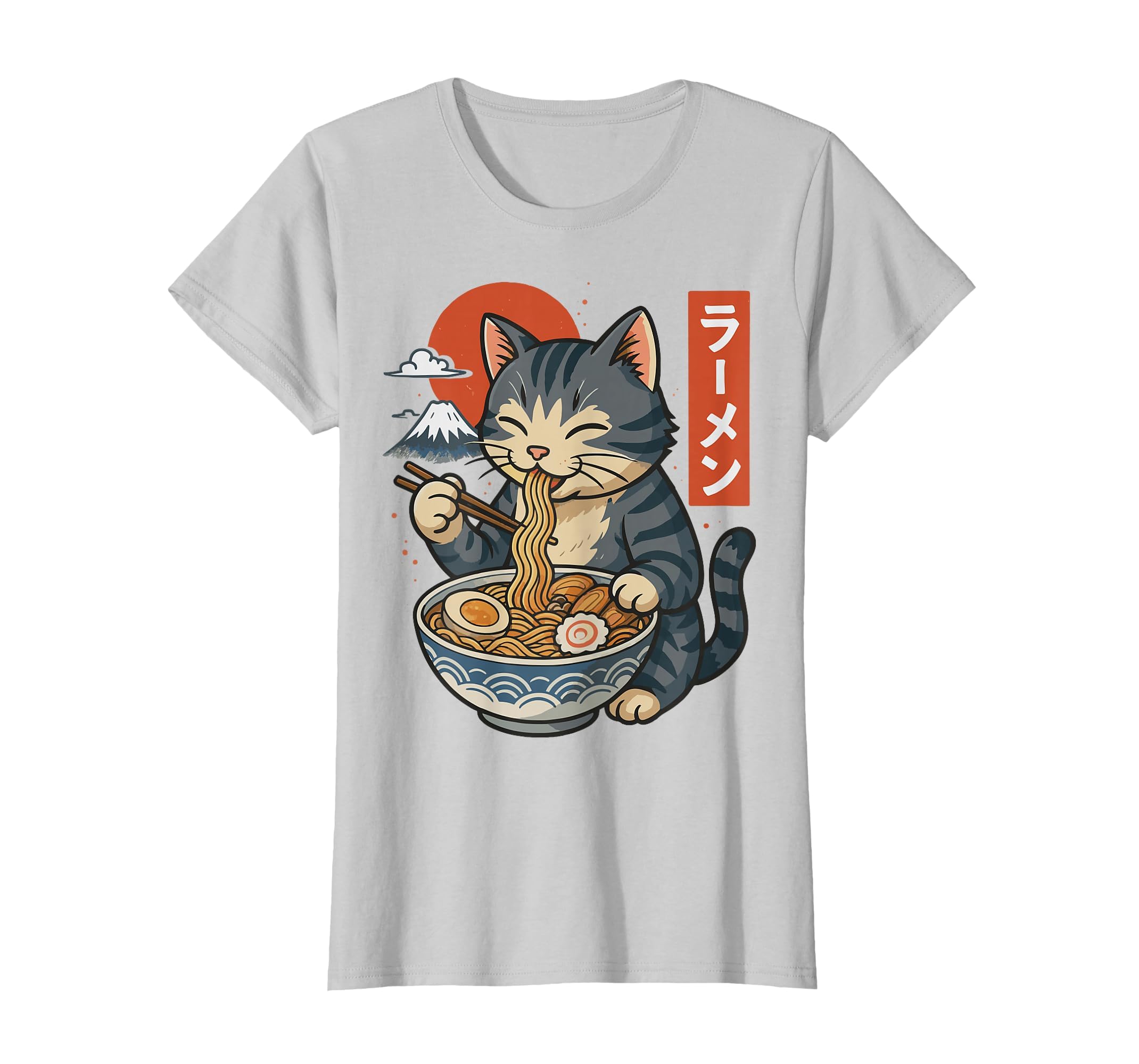 Anime Cat Eating Ramen Retro Kawaii Ramen Cat T-Shirt