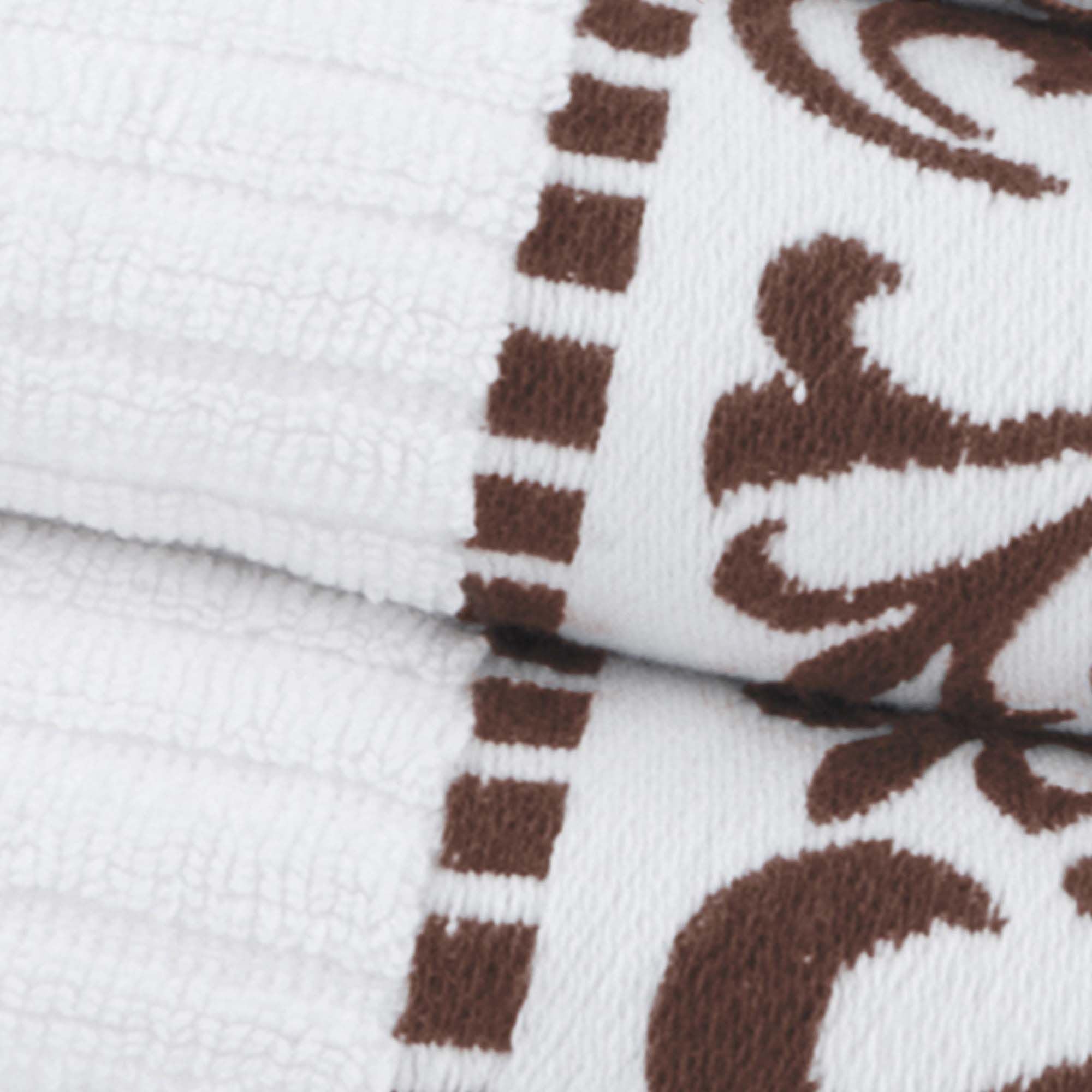 Superior Greek Pattern Decorative 6-Piece Towel Set, Absorbent Premium Cotton, Decor for Bathroom, Spa, Includes 2 Hand, 2 Face, and 2 Bath Towels, Home Essentials, Athens Collection, Chocolate