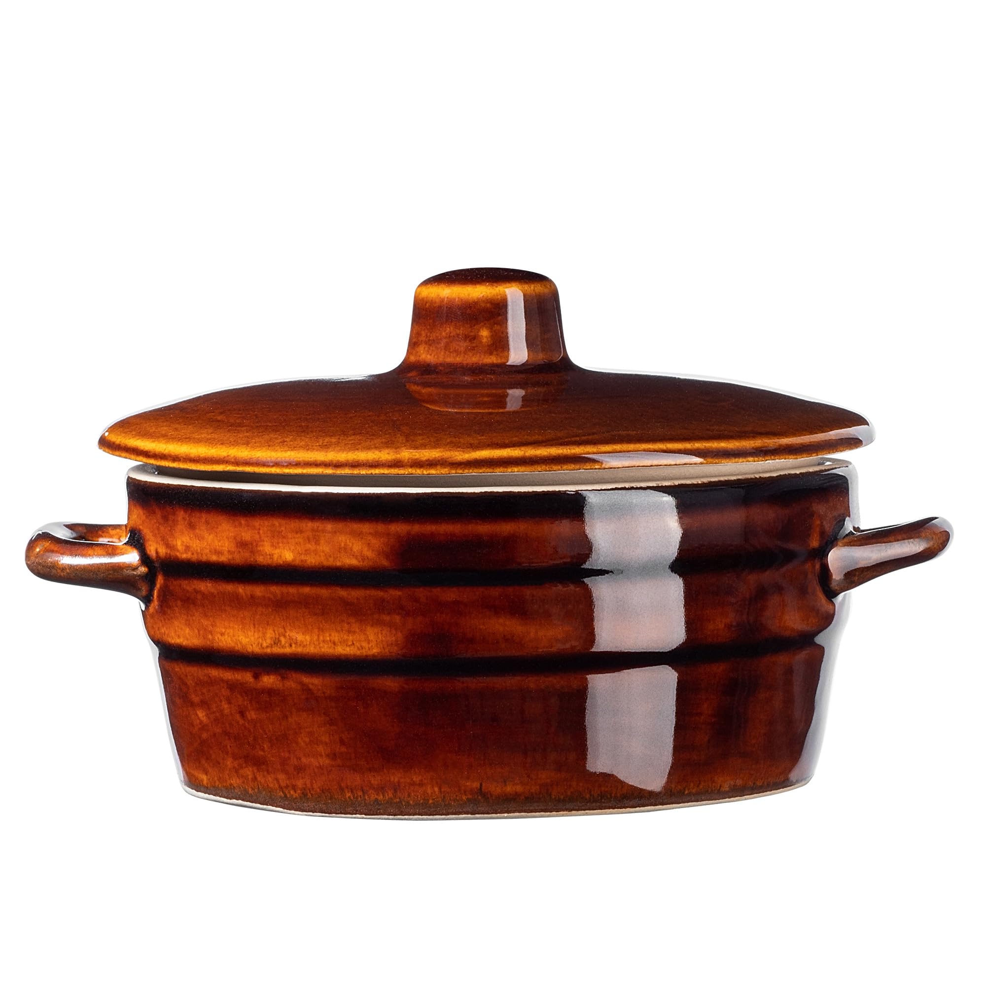 KADAX Garnek z kamionki, garnek ceramiczny z bocznymi uchwytami i pokrywą, kociołek kamionkowy odporny na mycie w zmywarce, ceramiczny garnek do fermentacji rzemieślniczej, słoik do konserw