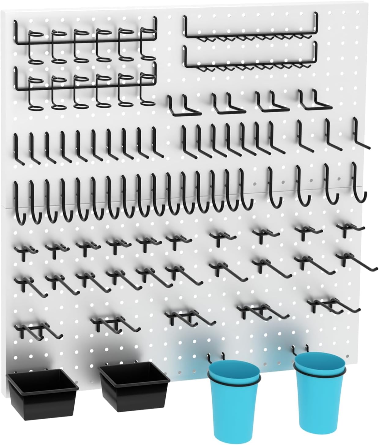 157 PCS Extra Thick Pegboard Hook Set, Metal Pegboard Accessory Organizer with Storage Bins and Peg Locks, Fits 1/4 Inch Pegboard Only, Ideal for Tools, Garage and Workshop Storage (Black)