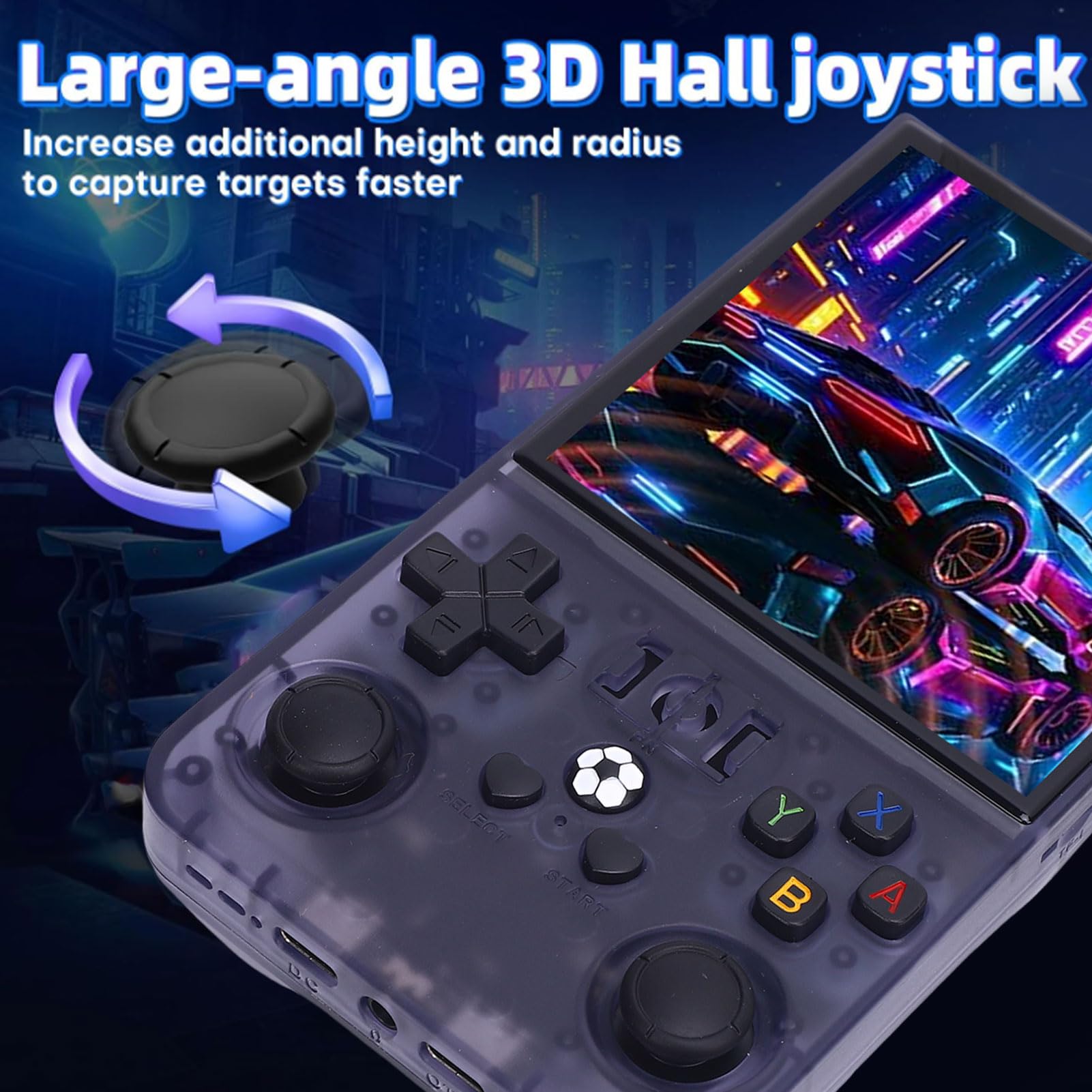 Tonysa Konsola Gier Ręczna, Przenośna Konsola do Gier Retro, Półprzezroczyste Szary, Ekran 4 Cale 720x720, Podwójne Joysticks 4000 MAh do Podróży (128G)