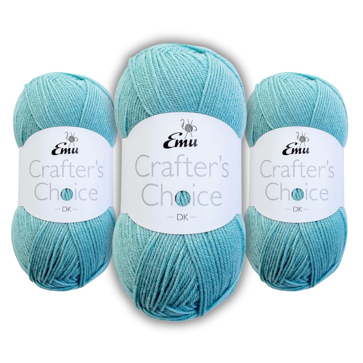 Emu Crafter's Choice DK Everyday Acrylic Yarn 100g Balls 300m, Pack of 3, Mint - 014