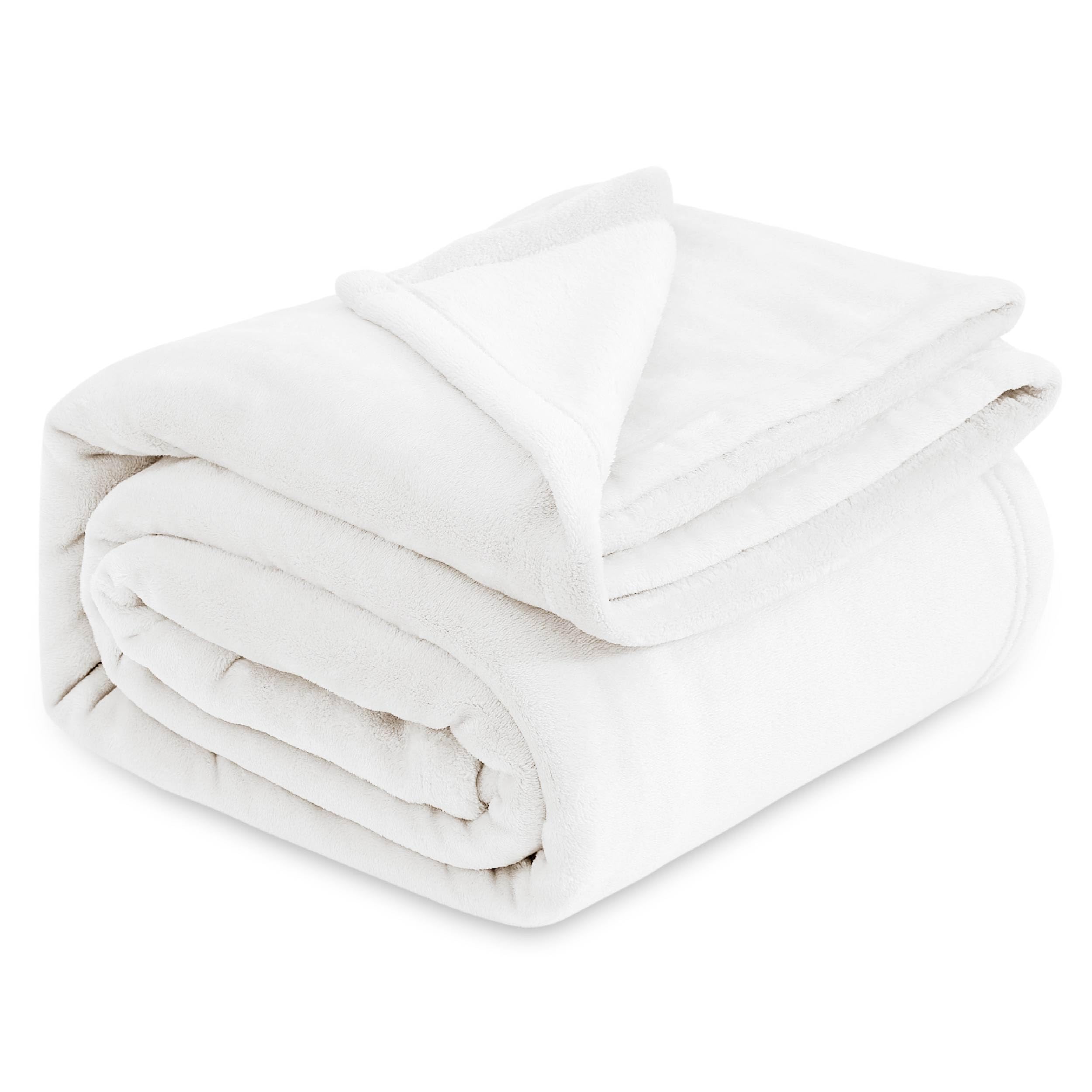 Bedsure Fleece Blanket for Bed - Soft Cosy Fluffy Throw Blankets, Warm Large Throws for Audlts, Ivory, 220x240 cm