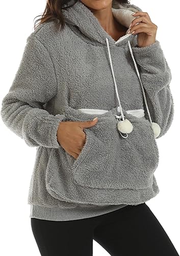 Miniatura 4 de joysale Bolsa para mascotas con capucha para mujer, transportador de mascotas pequeño, bolsa de perro y gato, sudadera con capucha y bolsillo de