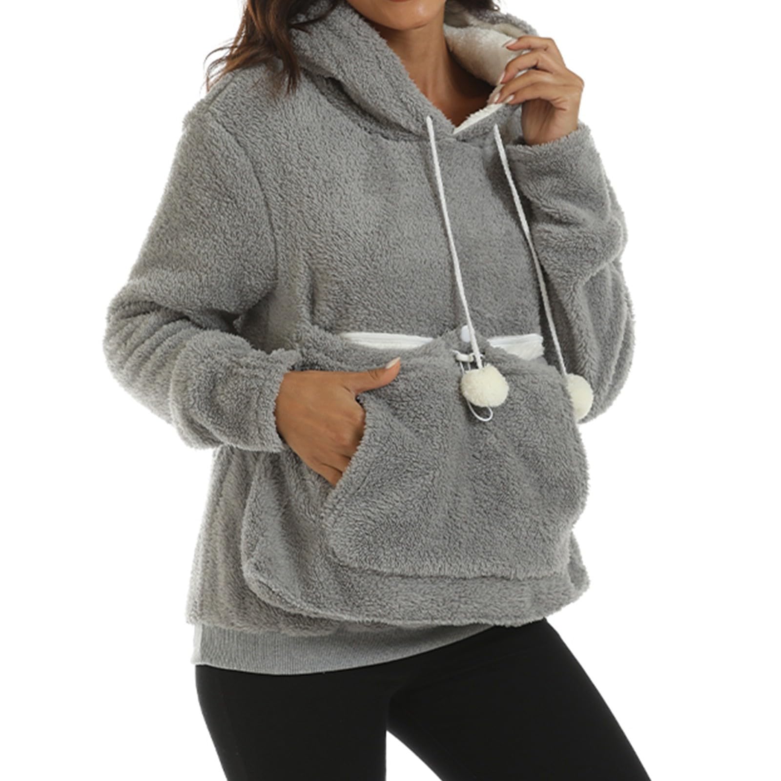 Pull femme avec poche pour chien chat chien poche femme sweat à capuche kangaroo grande poche sweat à capuche chats chiens animaux de compagnie transporteur sweat-shirt sac à manches longues