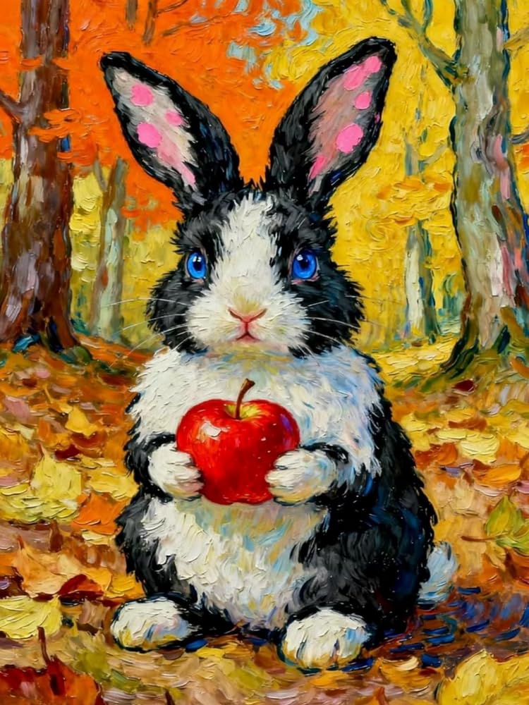 Brennora Stamped Cross Stitch Kits for Adults Rabbit 11CT Counted Cross-Stitch Embroidery Patterns Beginners Home Decor 16x20 inch