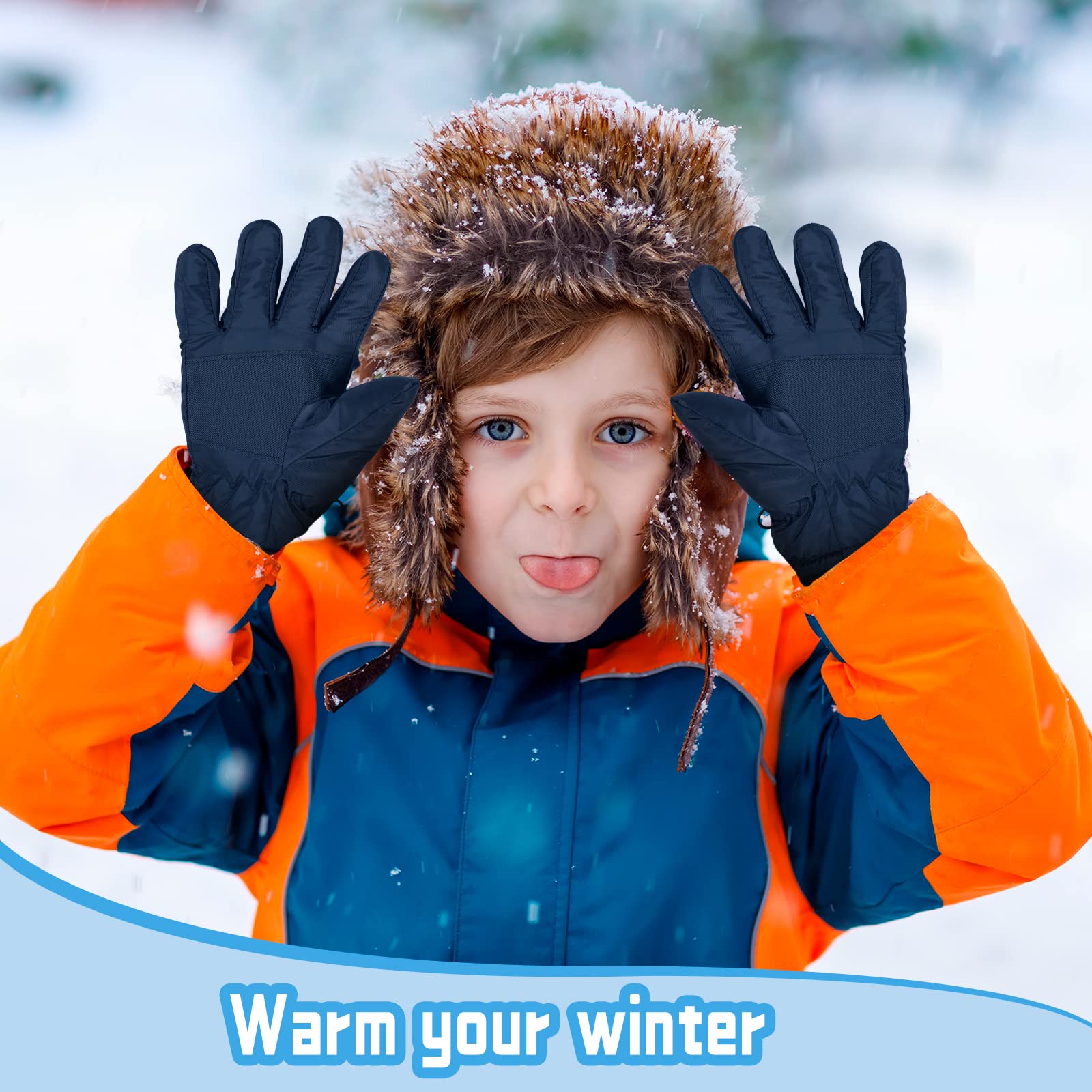 SATINIOR 2 Paires Gants de Ski d'enfants Gants de Sports Coupe-Vent Gants de Snowboard Thermiques