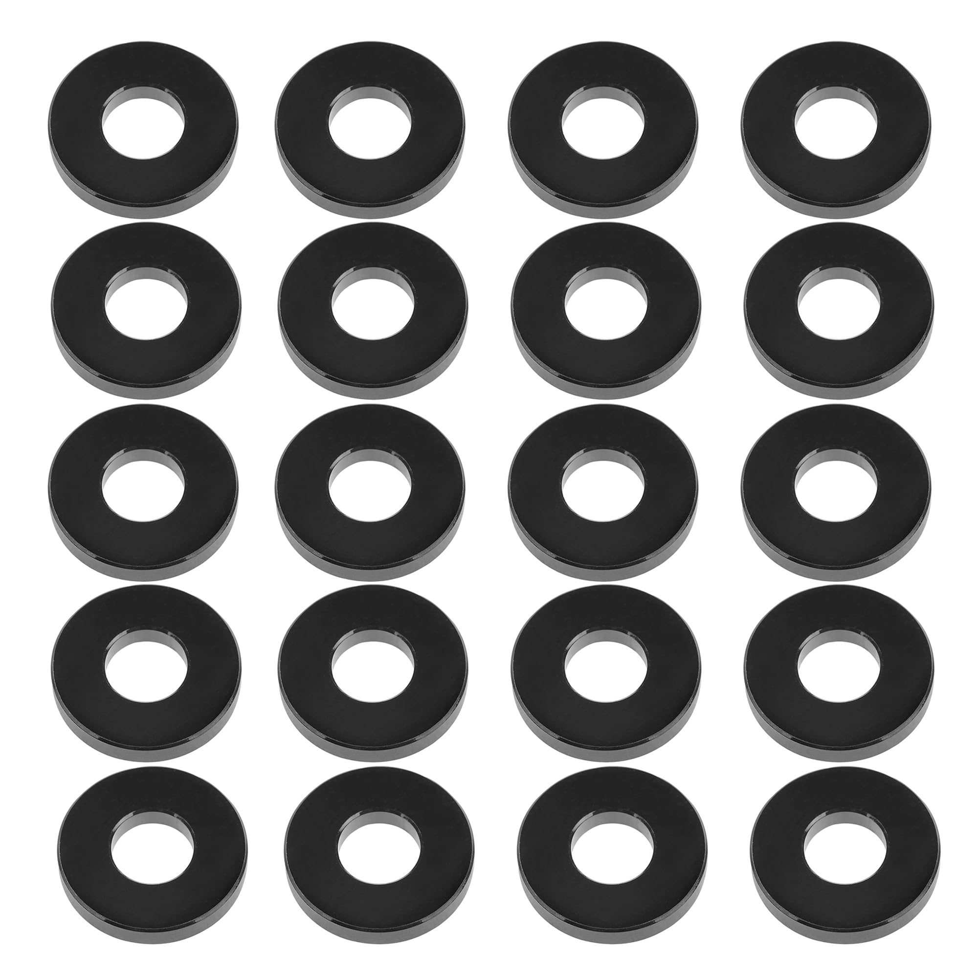 Yaruijia Aluminum Flat Washer M3 M4 M5 M6 M8 Aluminum Alloy Gasket Bolt Pitch Adjustment Spacer for Drones, Toys, Models, DIY Parts Pack of 20 (Black, M4)