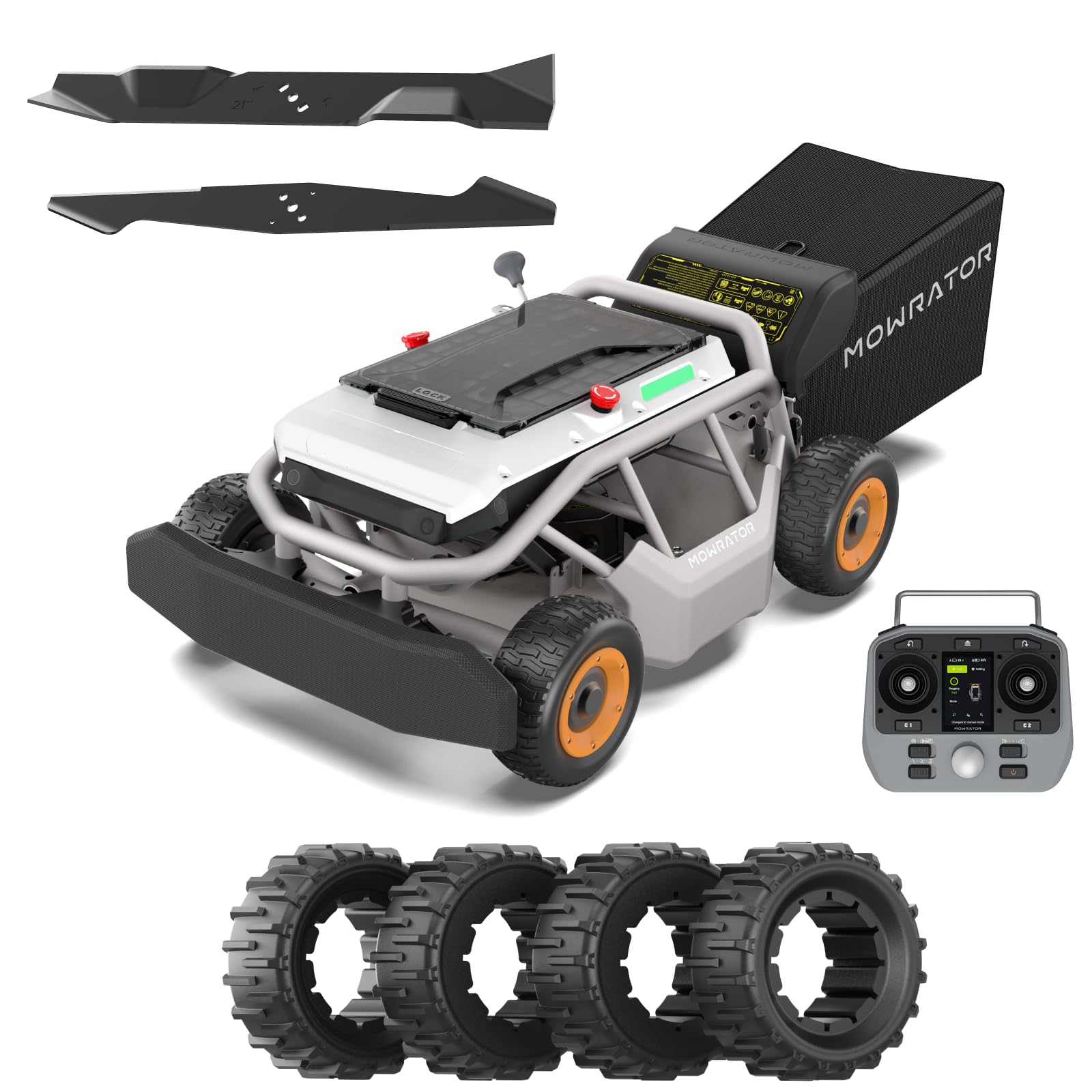 Mowrator S1 4WD 18Ah Remote Control Lawn Mower, Wide Wheels, 40° Slope
