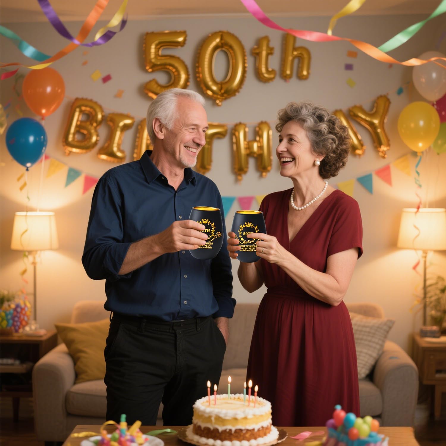 50TH Birthday Gifts for Her and His, Vintage Engraved Stemless Wine Glass, 50 Year Old Birthday Decorations for Women, Man, Lover, Friends, Party, Funny Bday Gifts Idea, Turning 50 Present - Image 4