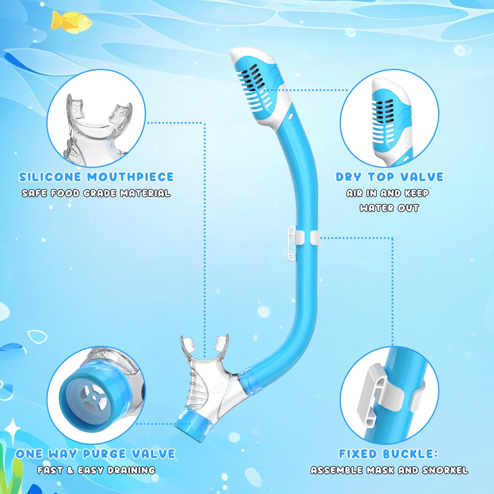 Sprzęt do snorkelingu dla dzieci, zestaw do nurkowania dla dzieci w wieku 6-14 lat, zestaw masek dla dzieci, okulary do pływania, maska do nurkowania, zestaw kombi, ochrona przed zaparowaniem, widok