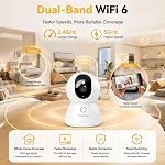 4K Caméras d'intérieur pour la sécurité à domicile, Caméra pour animaux de compagnie avec application téléphonique, Caméra de surveillance intérieure avec AI Détection des humains et des animaux de compagnie, 360° Pan Tilt, Suivi automatique, vision nocturne couleur, Audio à deux voies, Travailler avec Alexa