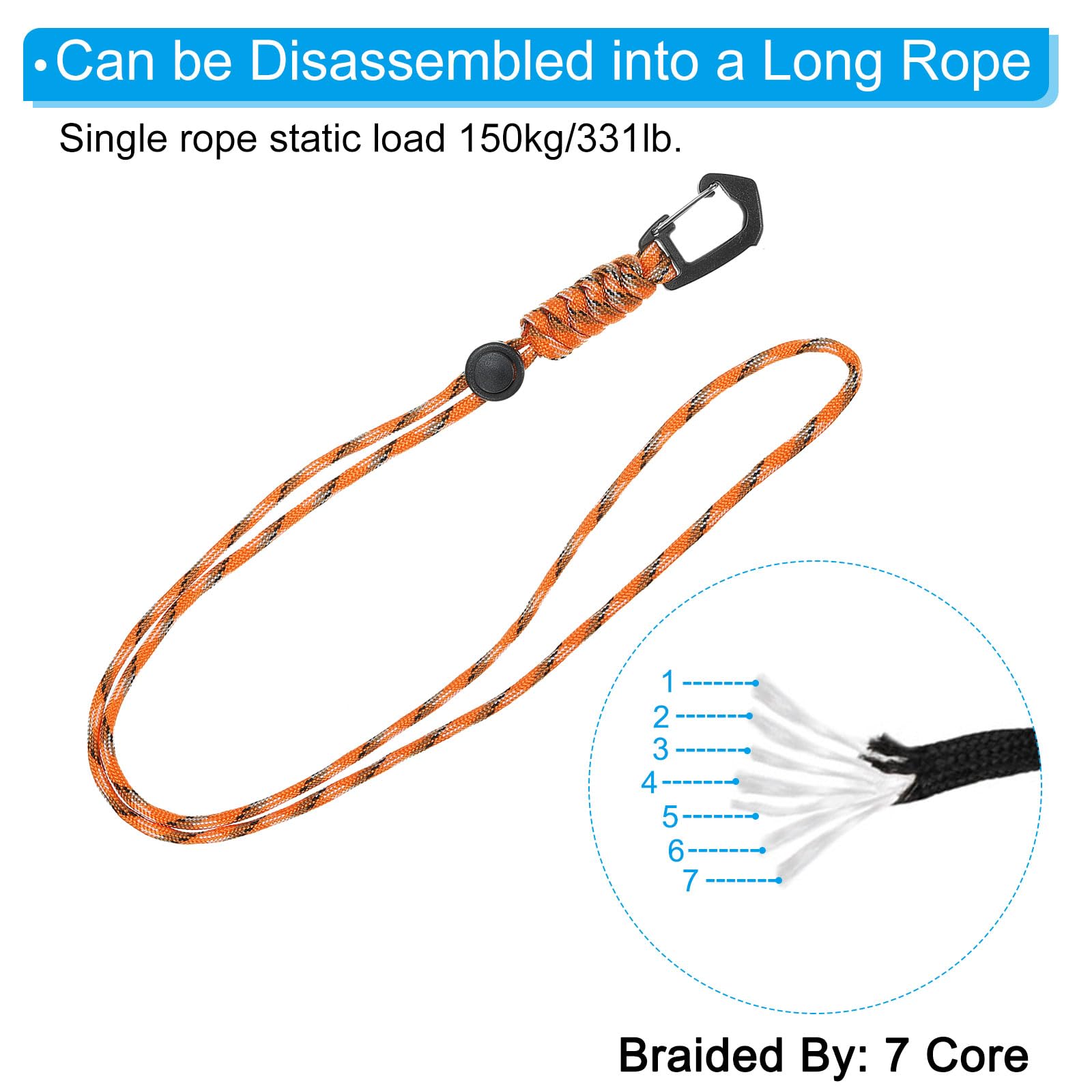 PATIKIL Badge Lanyard 18.8 Inch, Necklace Keychain Cord Metal Clasp Hook Ring Strap for Keys Whistle ID Card Badge Holder Camo Orange - Image 3