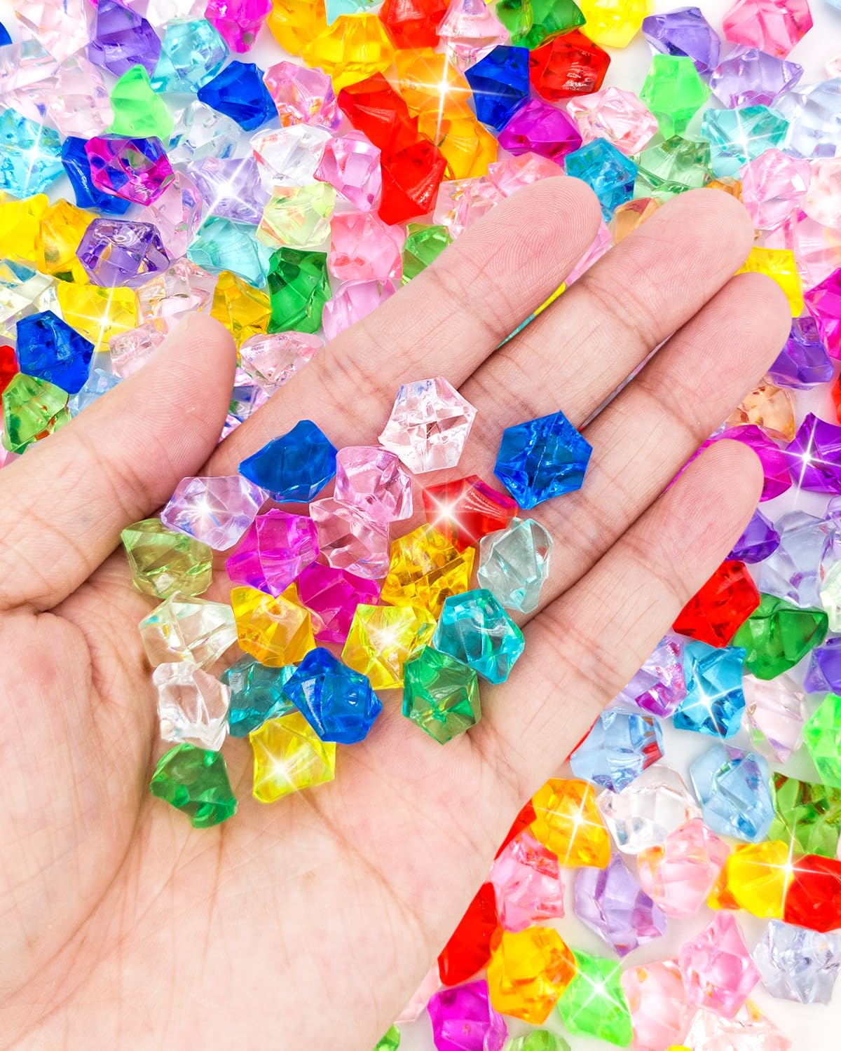 Kamienie szlachetne dla dzieci, 300 sztuk kolorowych diamentów, akrylowe kamienie szlachetne, różne wzory i kolory, idealne na urodziny dziecka, wypełnienie wazonów, rzemiosło artystyczne