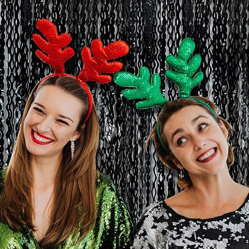 Vista 61 de Cortina cuadrada de oropel para fiesta, 5 cortinas de flecos de papel de aluminio con purpurina, decoración de fiesta, fondo negro para cabina