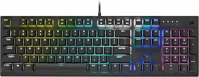 Corsair K60 RGB PRO Mechanical Gaming Keyboard (CHERRY MV Keyswitches: Linear and Fast, Durable Aluminum Frame, Customisable Per-Key RGB Backlighting) QWERTY, Black