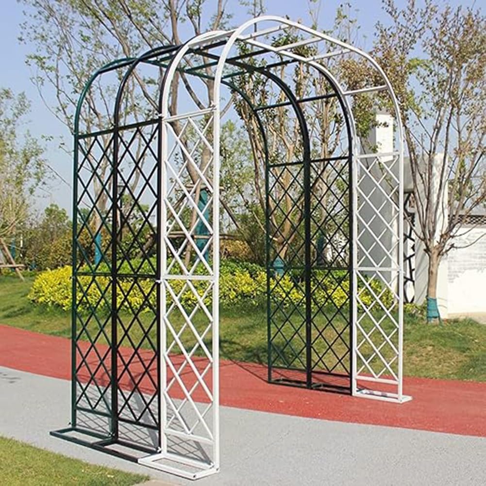 Zewnętrzny metalowy łuk ogrodowy - ocynkowana czarna altana pergola do roślin pnących, dekoracja ślubna i imprezowa, 300 x 40 x 230 cm, stylowa i solidna konstrukcja