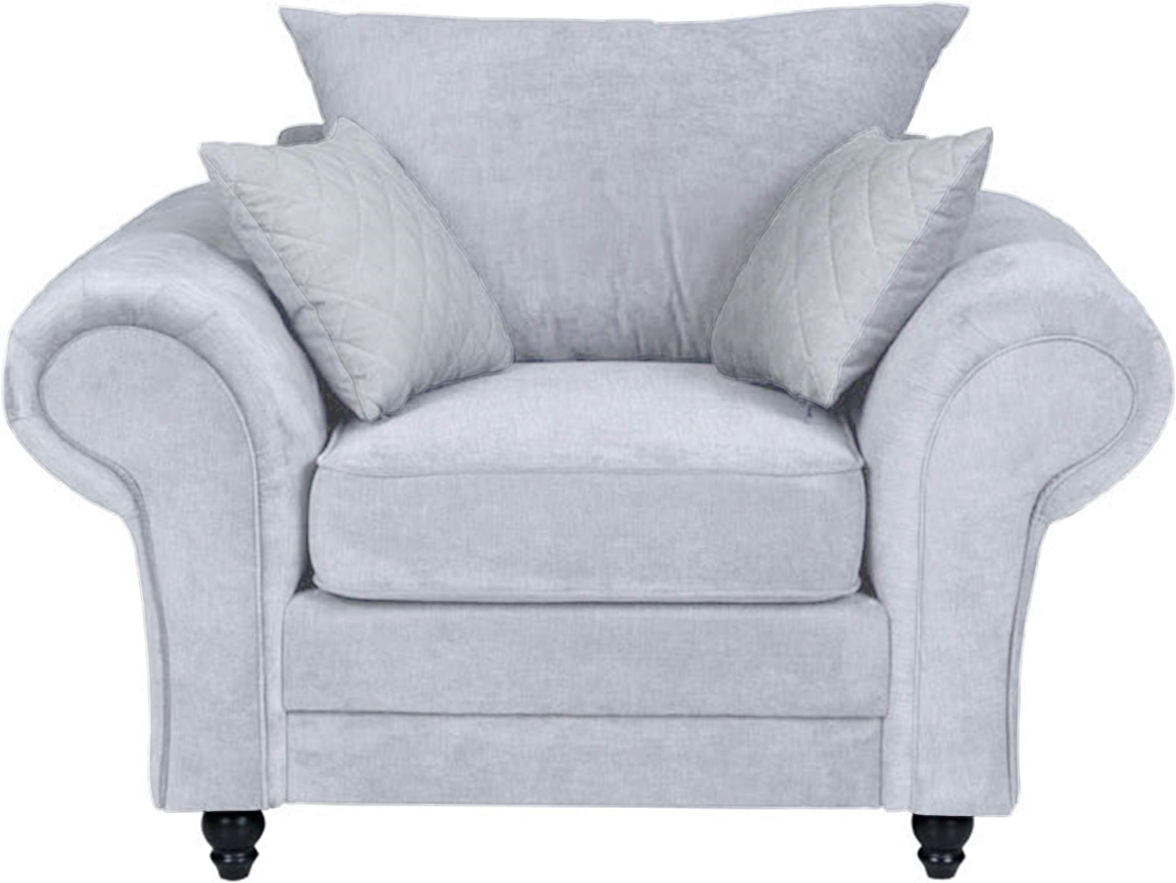 Sofas and MoreRoma 3+2 seater Fabric Grey Designer Scatter Cushions Living Room Furniture (Light Grey, Armchair)