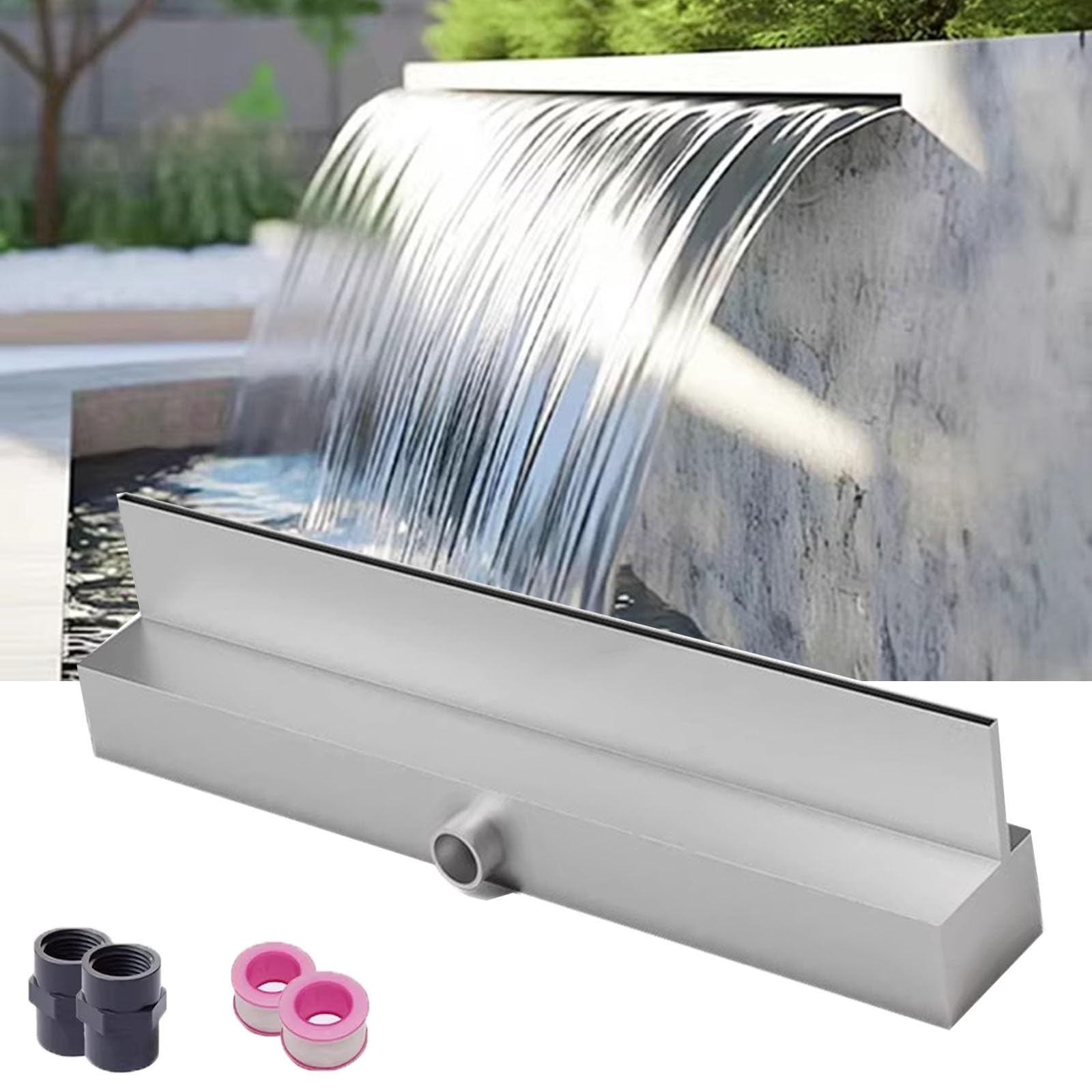 Fontaine murale piscine en inox pour une ambiance spa et détente à la maison