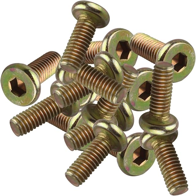 HALJIA 20pcs M6 x 15mm Screws Flat Hex Socket Head Hexagon Furniture Bolts Connector Fastener