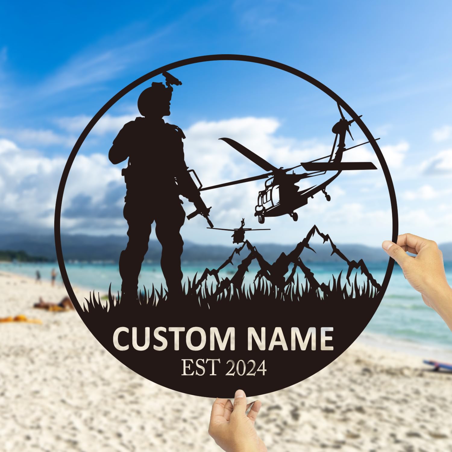 Personalized Army Soldiers Silhouette Name Metal Sign, Custom US Policeman Metal Wall Art,US Army Gift, Military Metal Wall Decor, Army Metal Wall Art Gift,Police Sign Dad Gift (Style B) — image 1