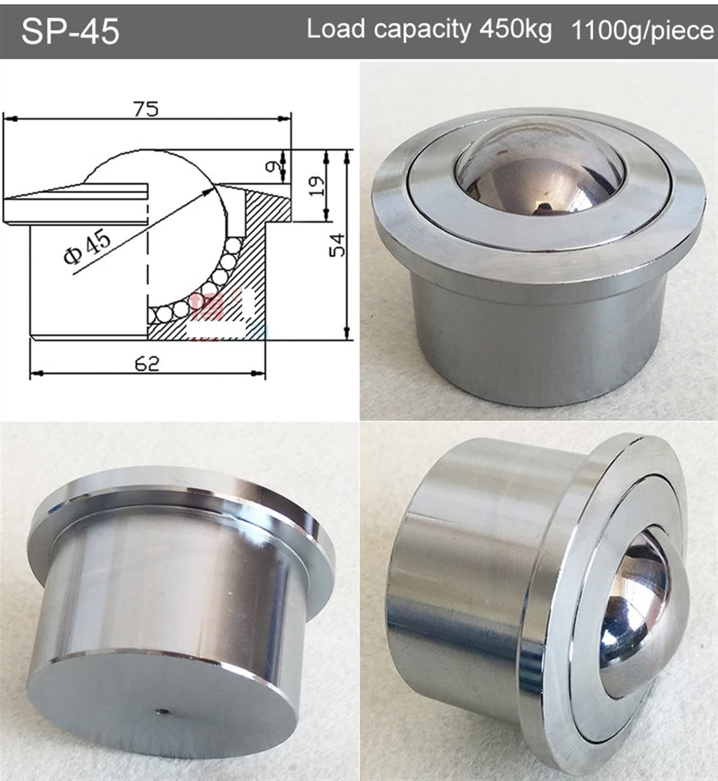 SP-30/40/45 Universal-Kugellagerrollenrad mit Flanschkantenübertragungssystem, Möbelrad, 1 Stück(SP-30)