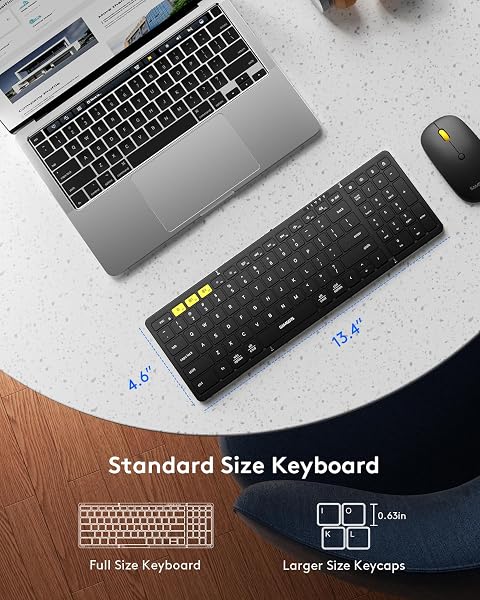 Samsers Foldable Keyboard and Mouse, Samsers Folding Bluetooth Keyboard Combo, 2.4G + BT5.0 x 2, Full-Size Portable Travel Keyboard & USB-C Rechargeable Wireless Mouse for iOS Android Windows Mac OS in use