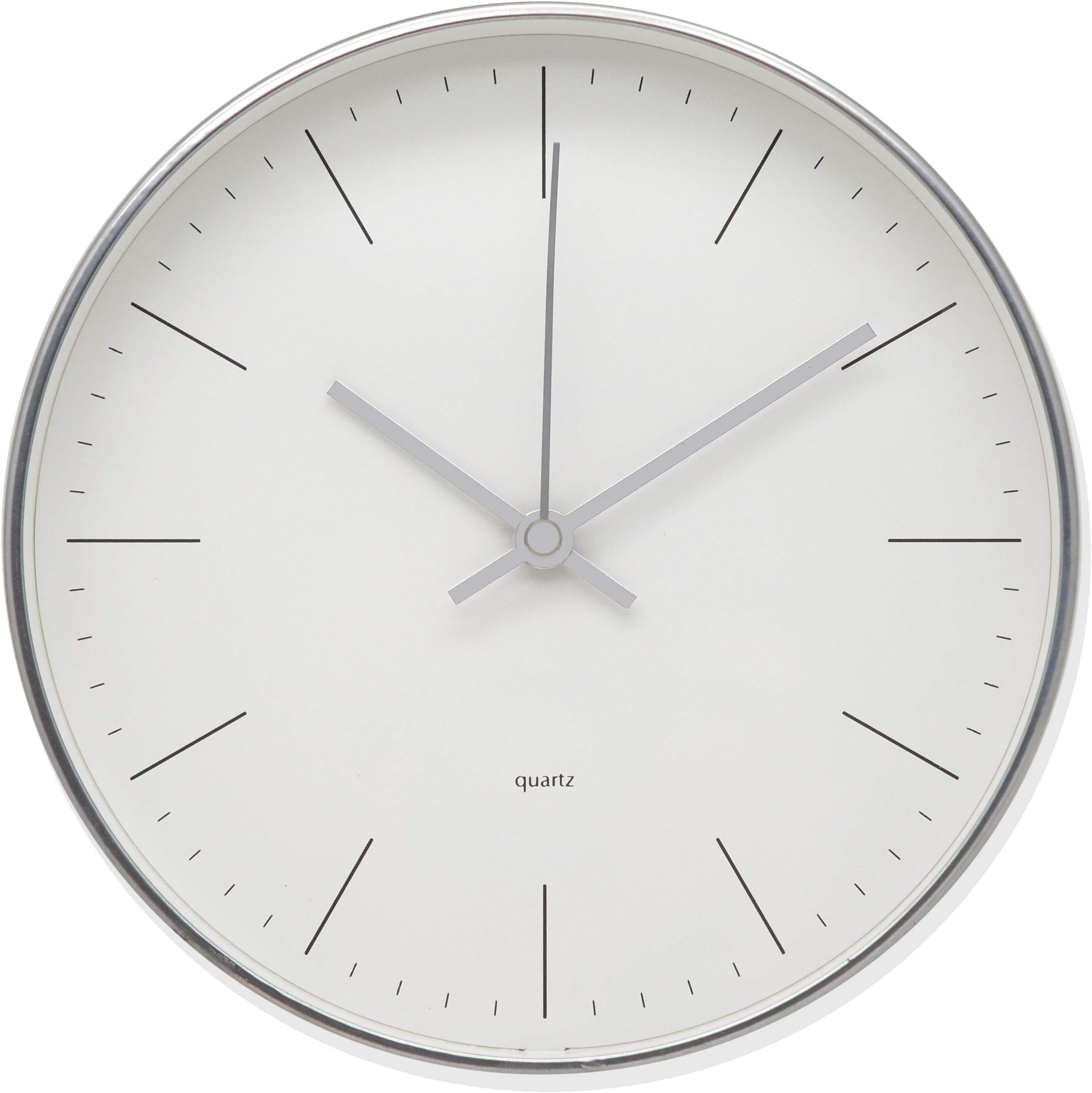 COMODO CASA Wall Clock- Metal Silver Frame-Glass Cover-Non Ticking-Quartz Sweep-Silent 7.6 inch Retro Clock,White