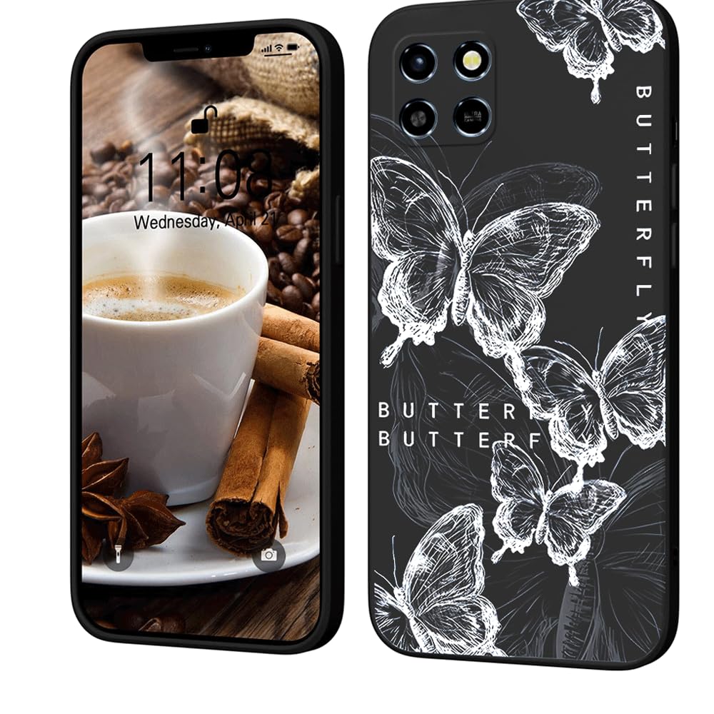 Creative Cartoon Silicone Soft Case Compatible with Infinix Smart 6 HD/X6512, [Butterfly Pattern] Anti Fall Protective Cover,Black