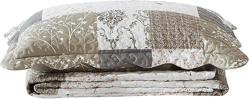 Miniatura 30 de Brilliant Sunshine Juego de edredón de 3 piezas con 2 fundas de almohada, colcha reversible suave y ligera, para todas las estaciones, Gris