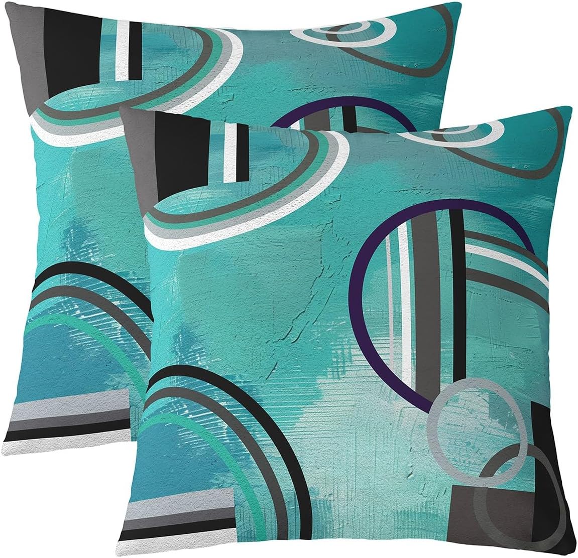 Brown Grey Throw Pillow Covers,Geometric Swirls Pillow Covers for Sofa Bed,Ombre Gradient Bedding,Modern Circular Stripes Abstract Art Decorative Square Pillow Cases,24x24 Inch Set of 2