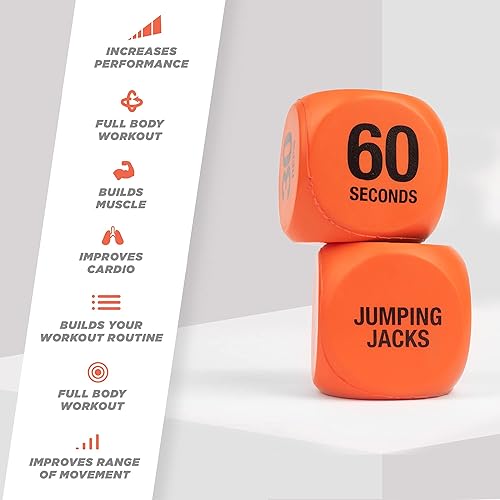 Miniatura 7 de Dados de ejercicio Phoenix Fitness  Juego de dados de entrenamiento para cardio, entrenamiento HIIT y clases de ejercicio  El entrenamiento incluye
