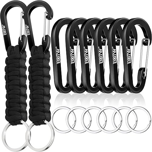 Miniatura 8 de EOTW Llavero de mosquetón, pequeño clip de mosquetón con llavero de paracaídas, mini organizador de llaves de anillo D de aluminio