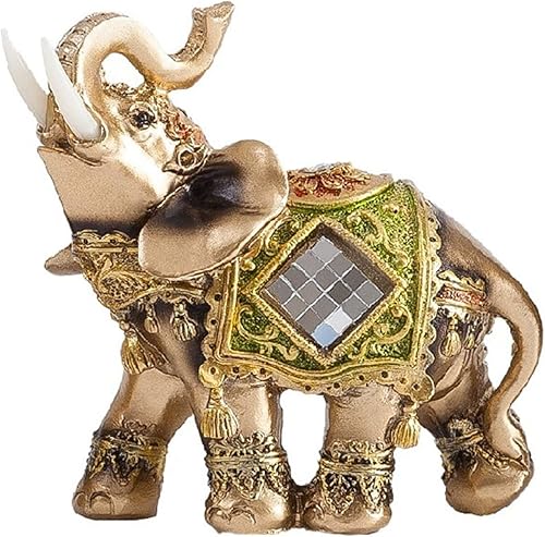Estatua de elefante, escultura de elefante de Feng Shui, figura de riqueza de la suerte para el hogar, oficina, tienda, decoración de regalo (verde,