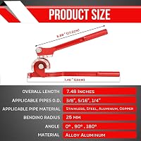Flexzion Csőhajlító Eszköz - 3 Méretű (1/4", 5/16", 3/8") Kézi Csőhajlító Réz, Alumínium és Fém Csövekhez, 180 Fokos, Erős Alumínium Ötvözet 7