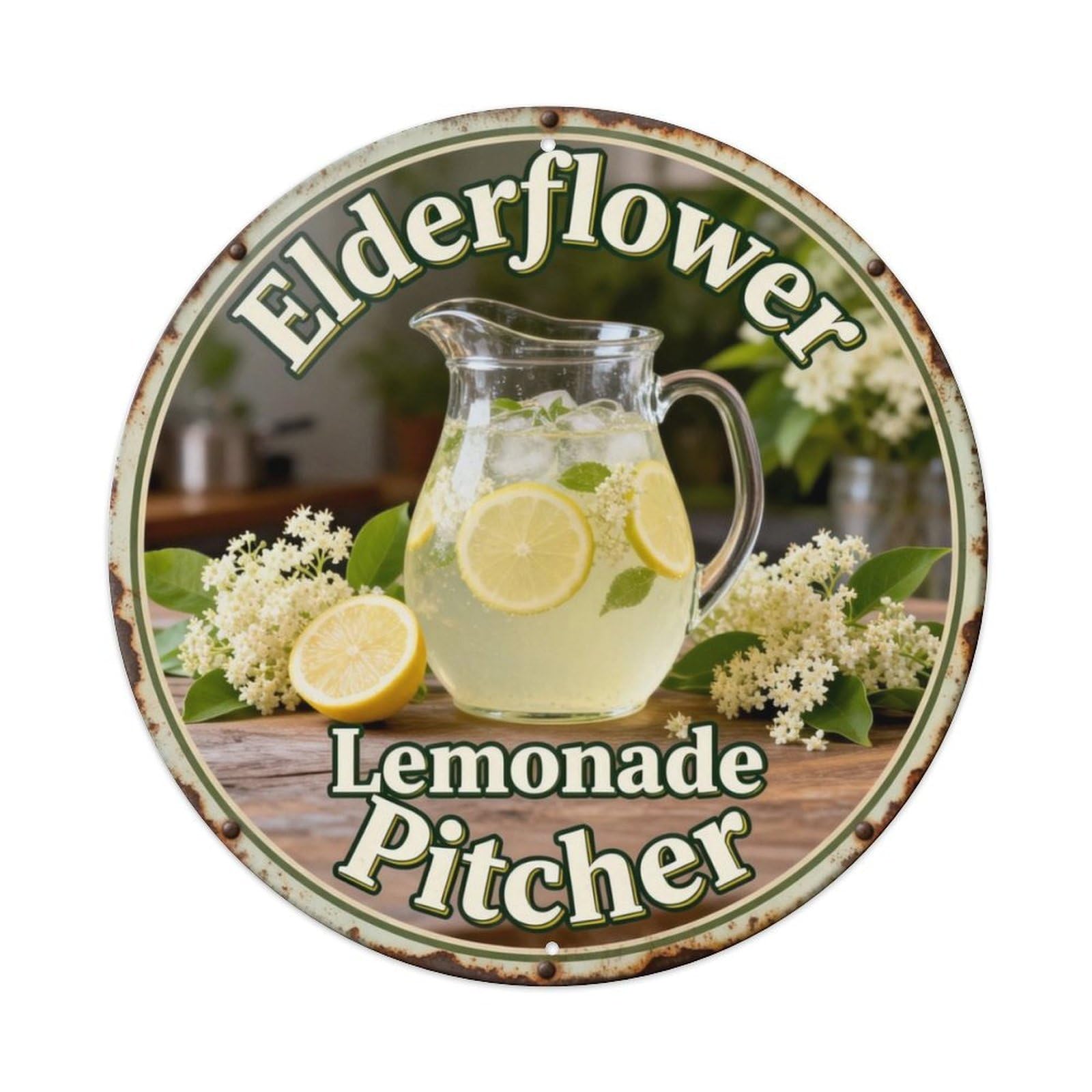Elderflower Lemonade Pitcher Metal Tin Sign Plaque