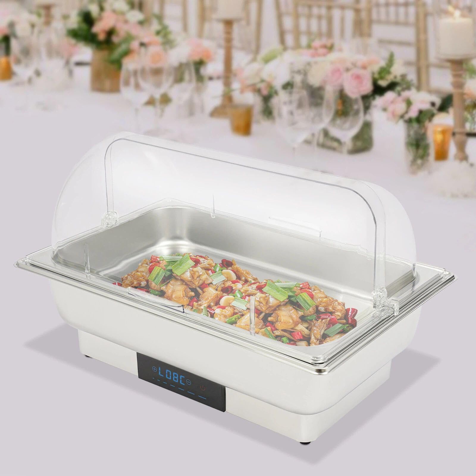Scaldalvie, 2 in 1, 9 l, in acciaio inox, 35 ~ 90 °C, scaldavivande elettrico, per buffet, feste, cene di famiglia, matrimoni