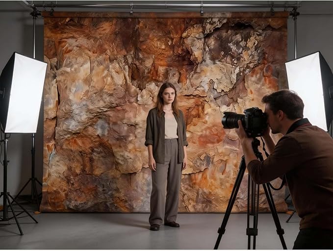 Fondo Fotográfico de Piedra Caverna 8x6FT Marrón para Fotografía miniatura 2