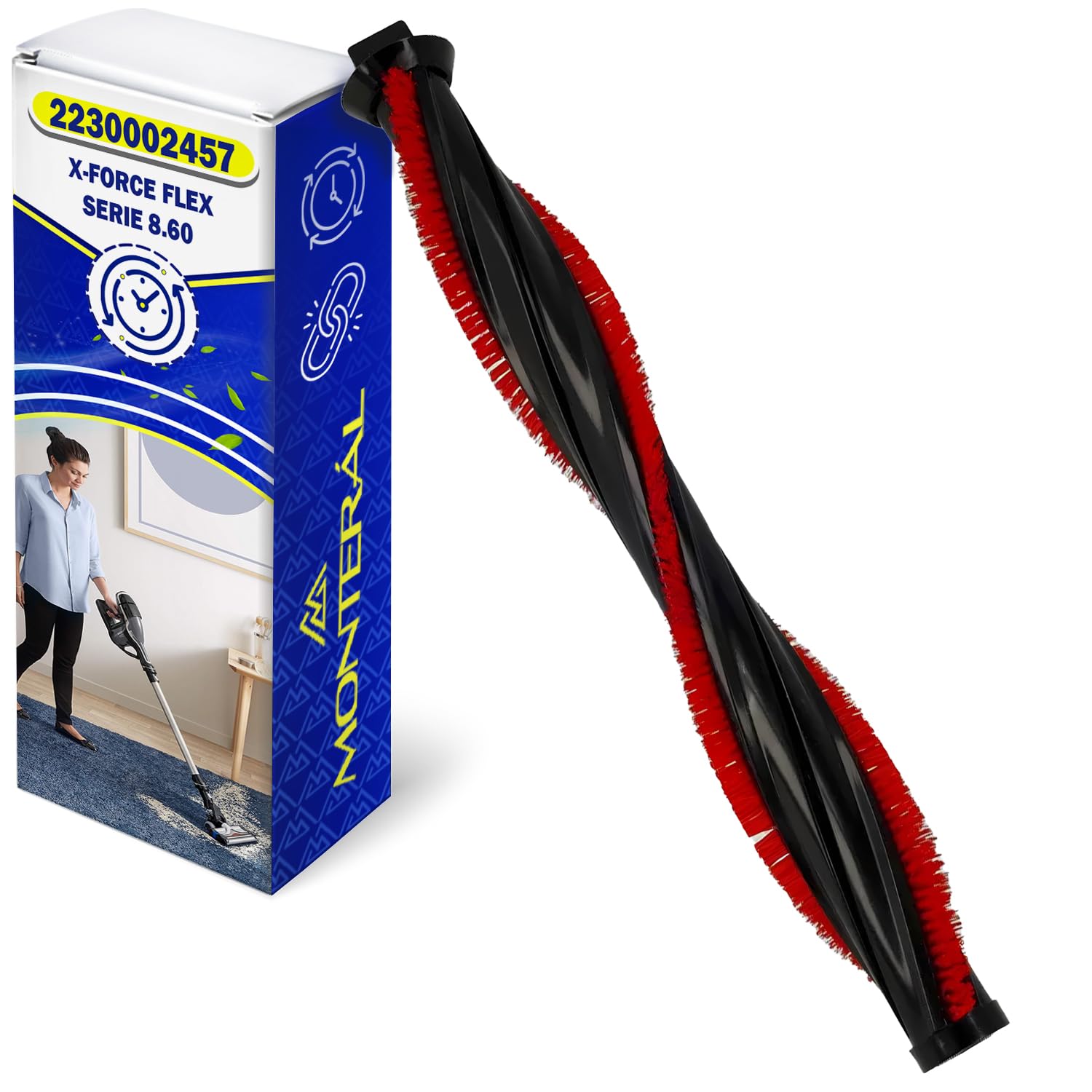 MONTERAL Rollo Cepillo Aspiradora con Código Original SS-2230002457 para Rowenta X-Force Flex 8.60 - Garantía de 10 Años