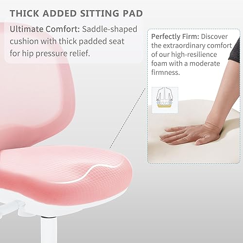 Miniatura 44 de Silla de escritorio para niños, silla de oficina de estudio, diseño ergonómico, altura ajustable y profundidad del asiento (azul cielo con Azul