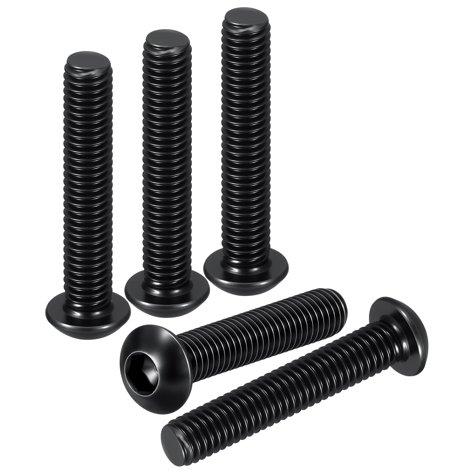 DTGN M5-0.8x25mm Button Head Socket Cap Screws - 100Pack - Good for Road Bicycle, Mountain Bike, Auto, Motorcycle - Carbon Steel Black Oxide - Hex