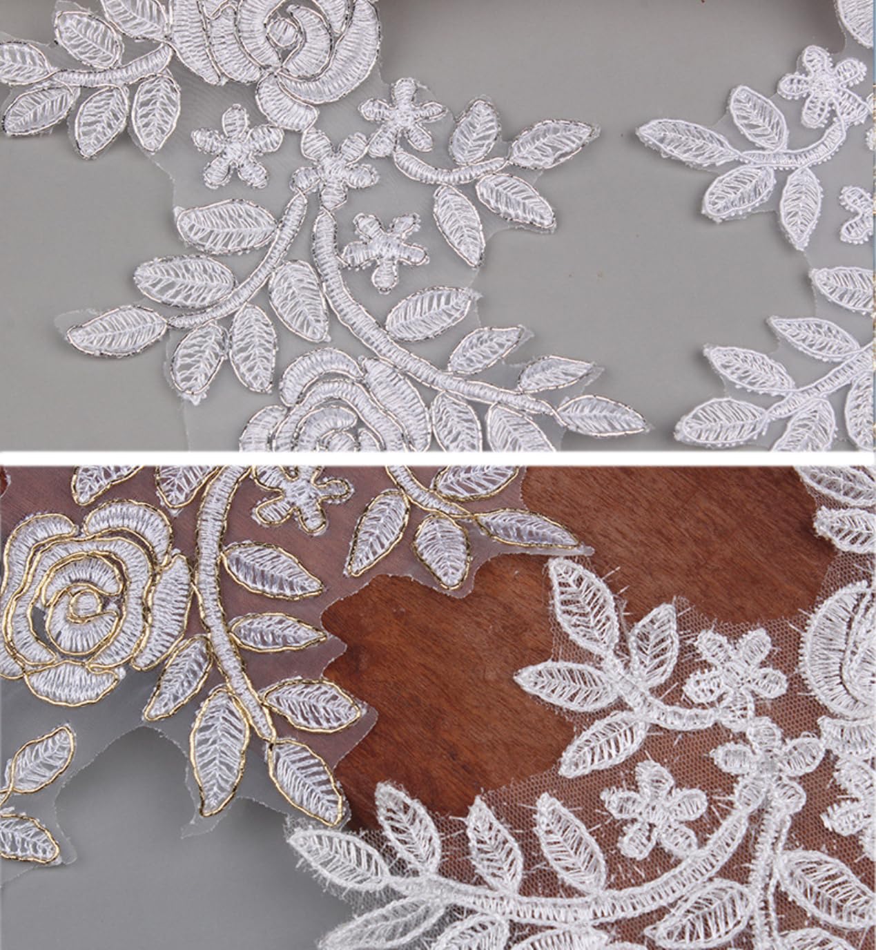 3D Stickerei Spitzenapplikation - Blumenkragen 15x20cm Dunkelrosa