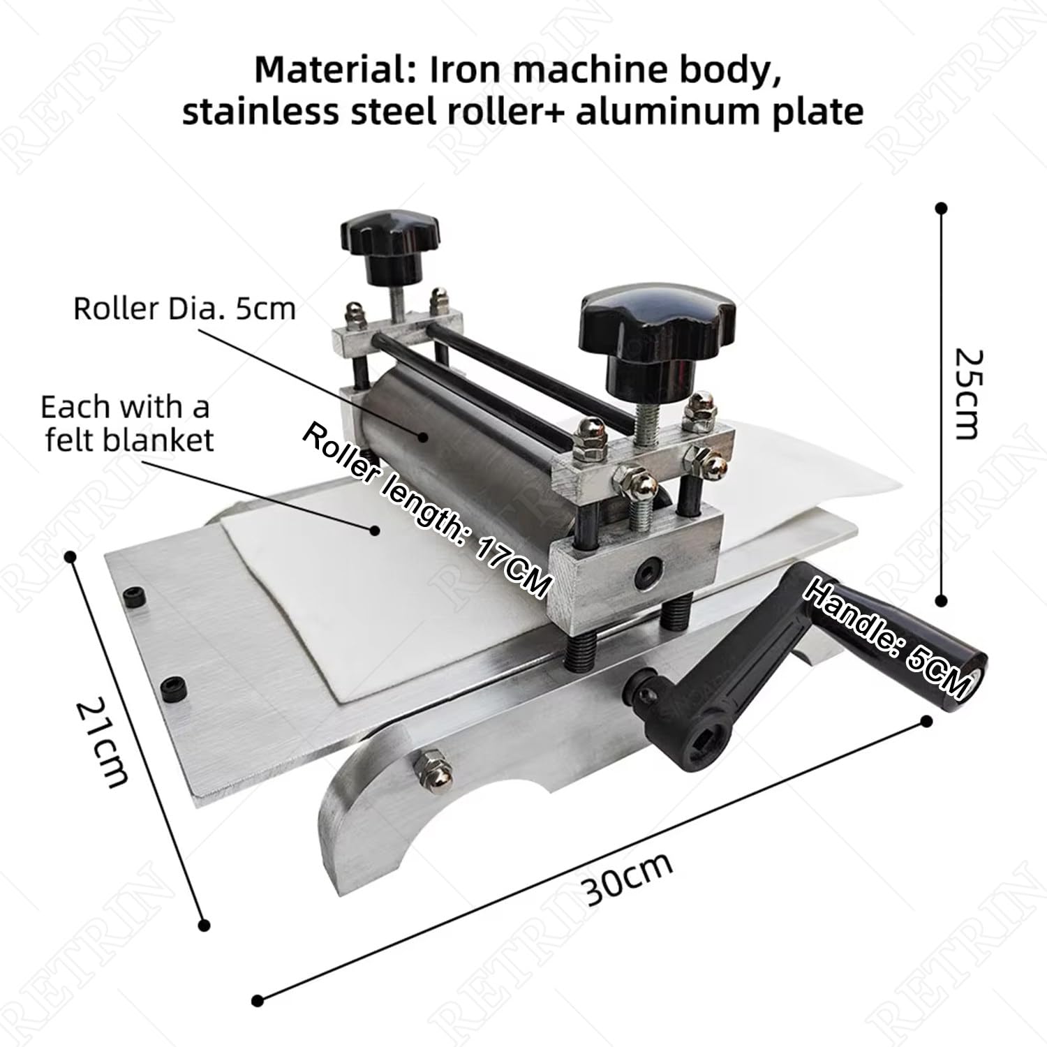 Printmaking Rubbing Machine & Manual Etching Press Steel Art Tools Table for Woodblock and Copperplate Prints Professional Grade Tabletop Model 11.8"L x 6.9"W (17x30cm) Printing Size