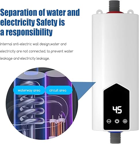 Miniatura 6 de Calentador de agua eléctrico instantáneo para baño, 5500 W, 220 V, para toda la casa con cabezal de ducha, juego de calor de agua portátil, mini