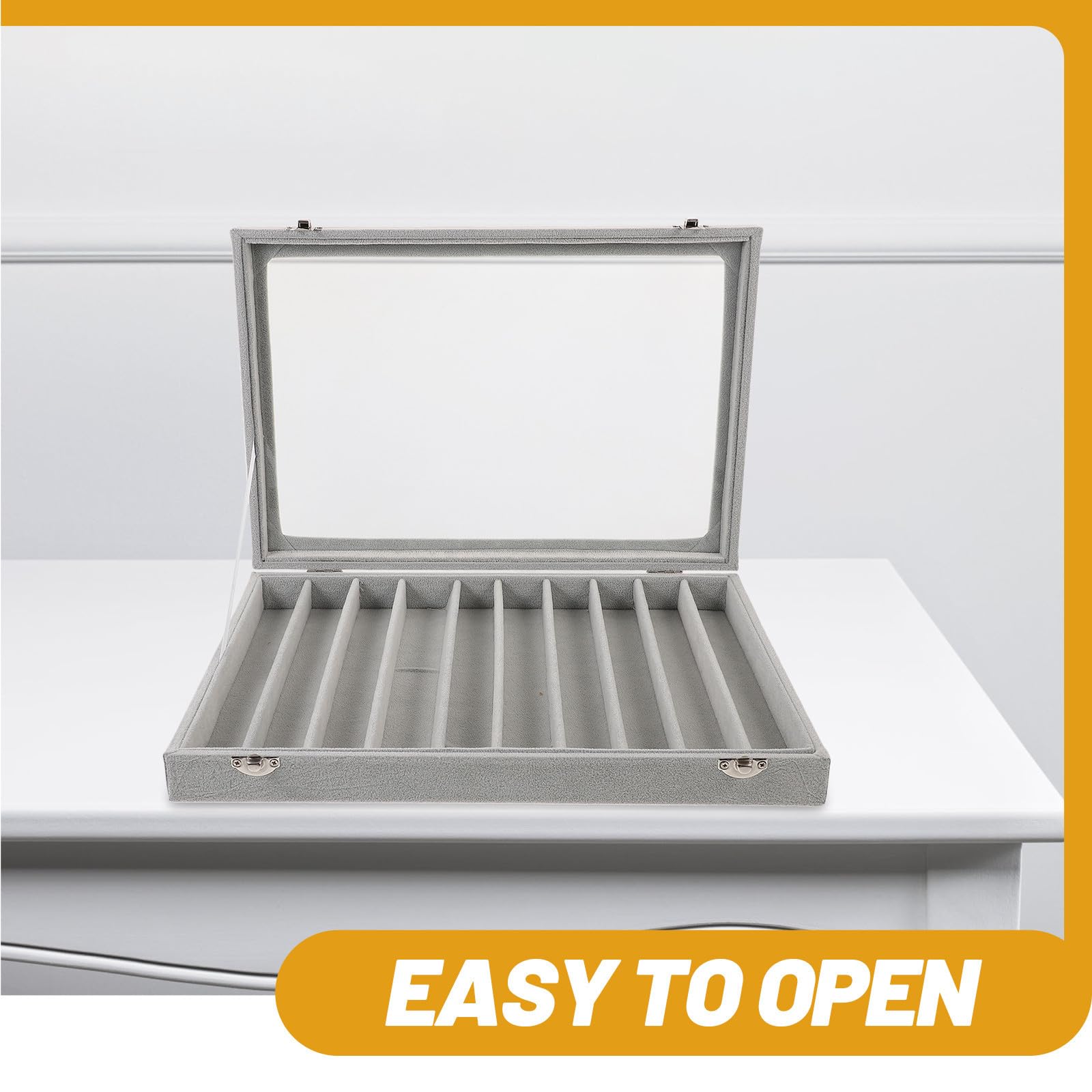 Caja de Joyas Transparente de 10 Compartimentos para Collares y Anillos