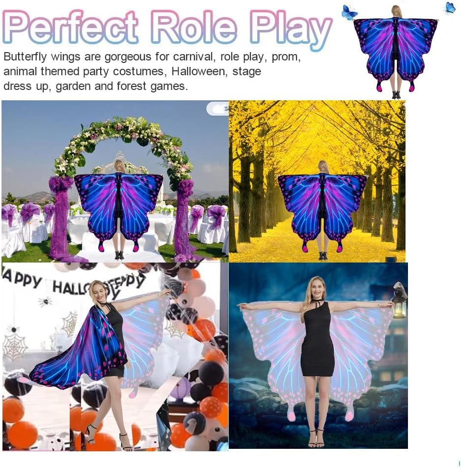 Miniatura 6 de Butterfly Wings Adult Costumes Fairy Wing Womens Shawl Colorful Butterfly Cape Nymph Pixie for Christmas Halloween Cosplay